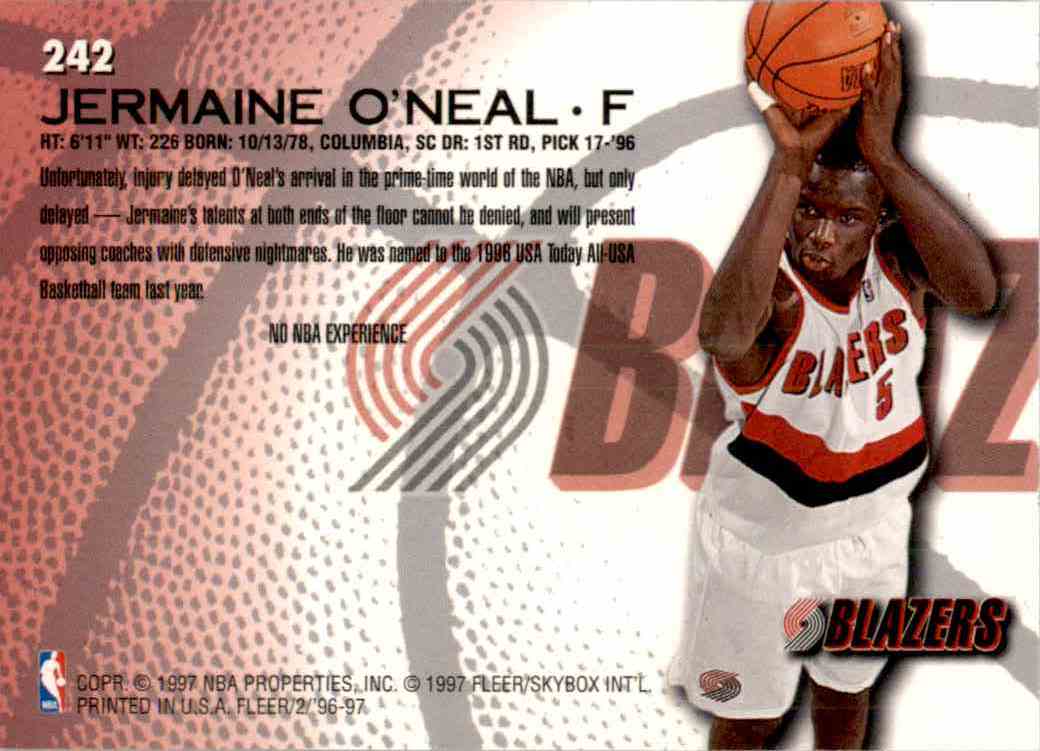 1996-97 Fleer Jermaine O'Neal RC #242 card back image