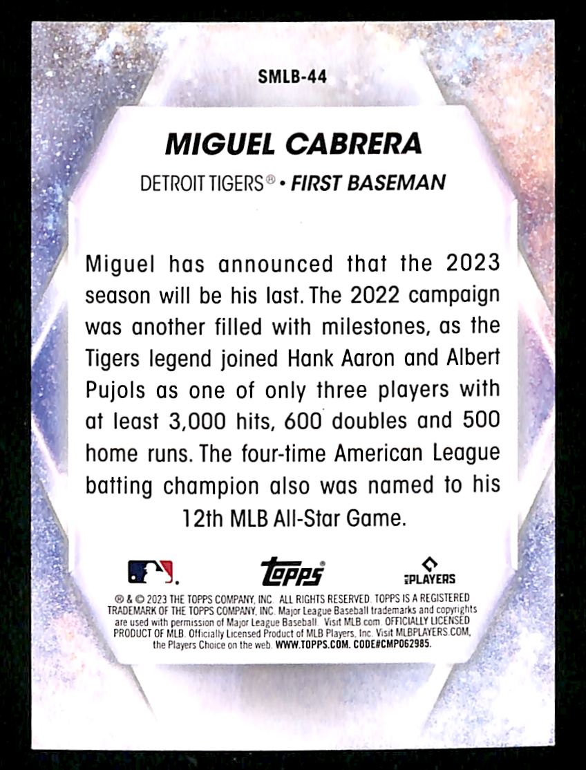 2023 Topps Stars of MLB Miguel Cabrera #SMLB-44 card back image