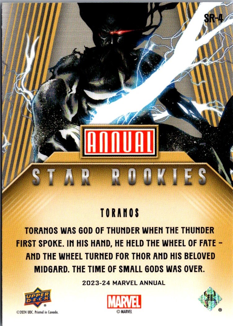 2023 Marvel Annual Star Rookies Toranos #SR-4 card back image