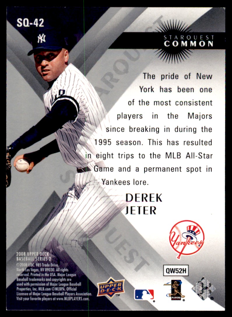 2008 Upper Deck StarQuest Derek Jeter #SQ-42 card back image