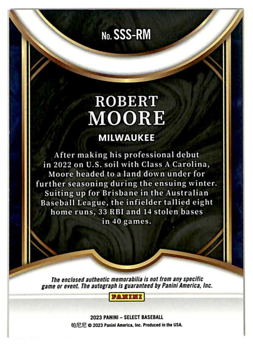 2023 Panini Select Swatches Signatures Robert Moore #SSS-RM card back image