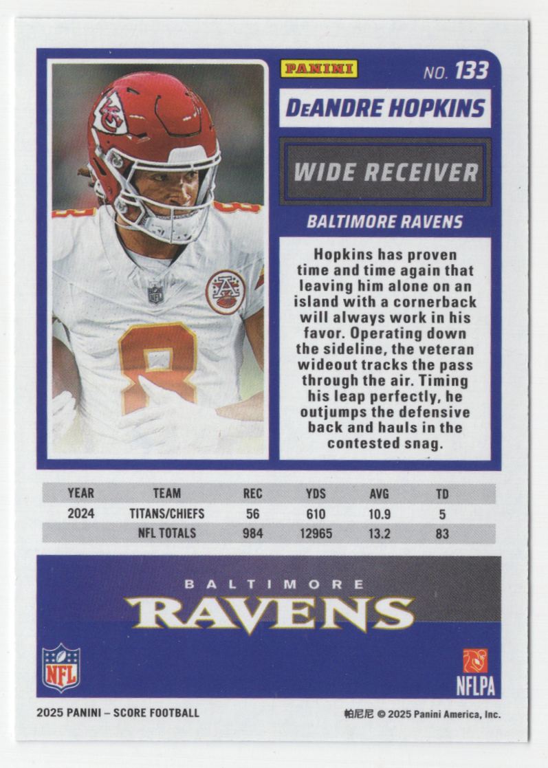 2025 Panini Score Artist's Proof DeAndre Hopkins /35 Baltimore