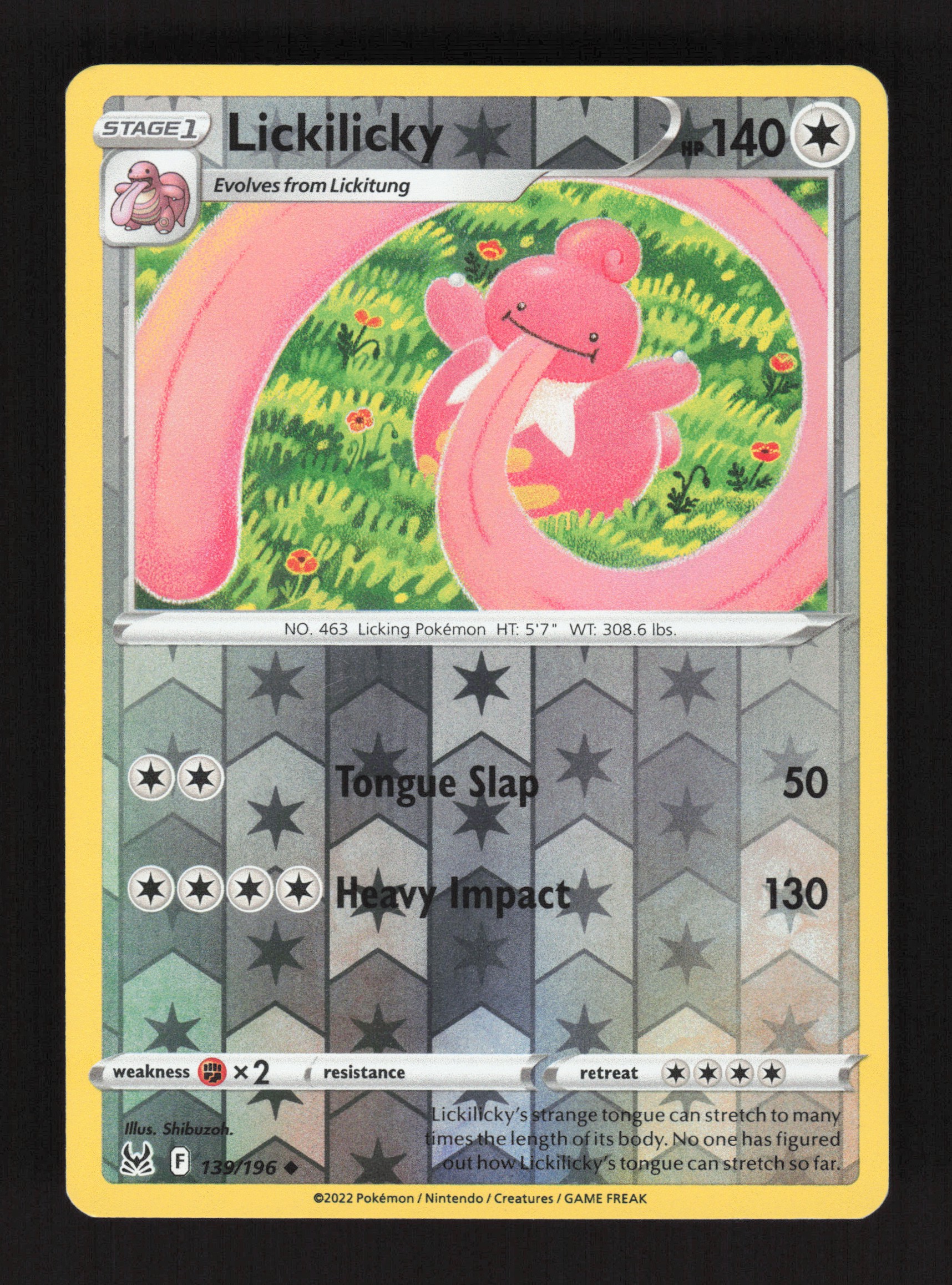 2022 Pokemon Lickilicky 139/196 Lost Origin Reverse Holo Uncommon