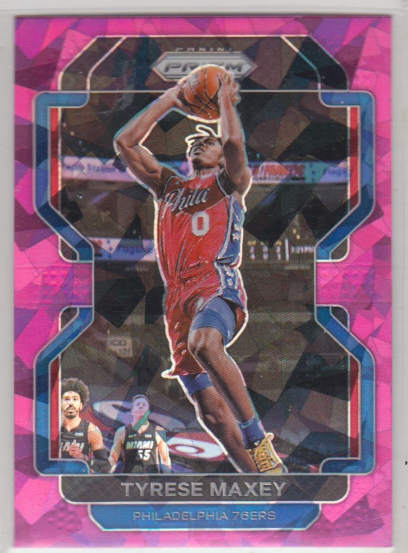 2021-22 Panini Prizm Prizms Pink Ice Tyrese Maxey #28 card front image