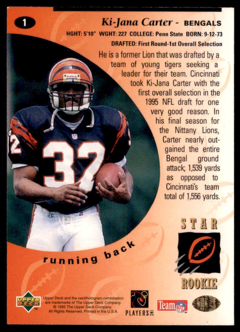 1995 Upper Deck Ki-Jana Carter #1 card back image