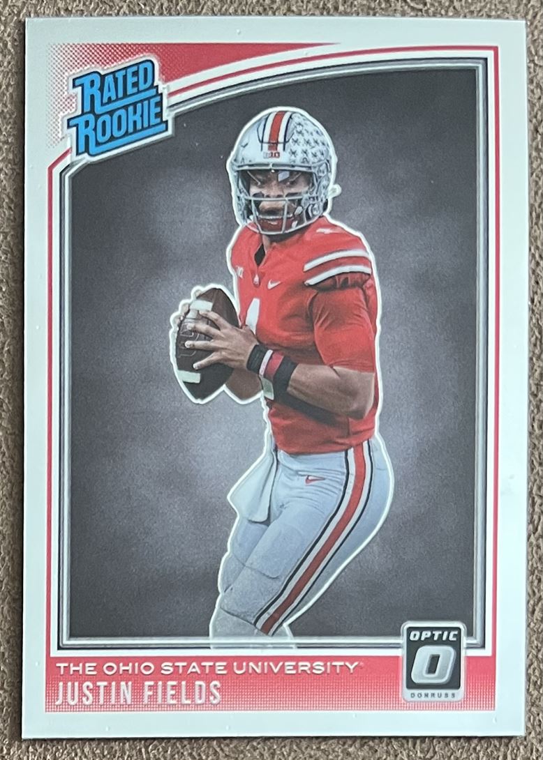 Justin Fields rated rookie サイン NFL カード Justin Fields 2021 Panini Chronicles Draft Donruss Optic Rated