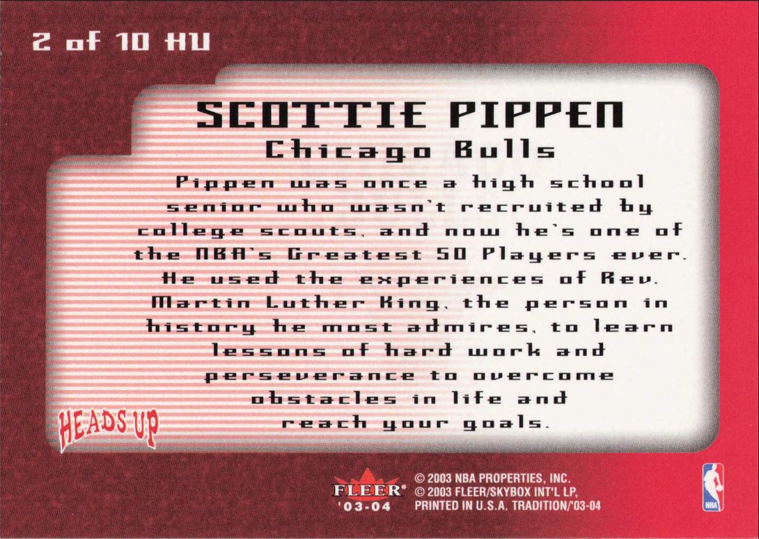 低価豊富なScottie Pippen ＜ 2003-04 Fleer Platinum Nameplates Patch ＞ パッチカード Upper Deck