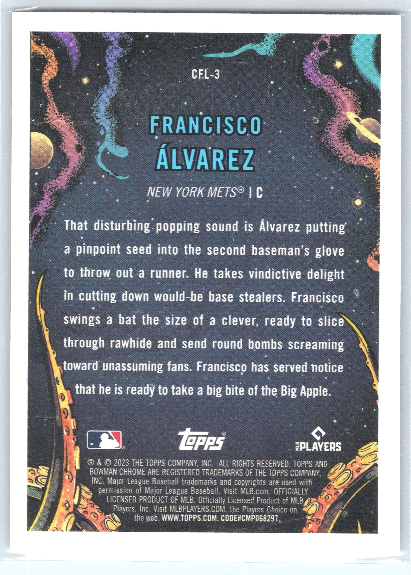 2023 Bowman Chrome It Came to the League Francisco Álvarez #CFL-3 card back image