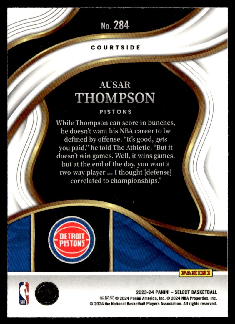 2023-24 Panini Select Courtside Rookie Ausar Thompson #284