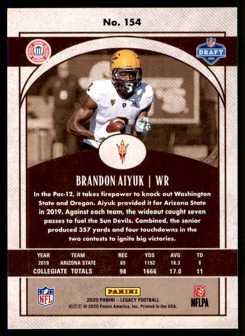 2020 Panini Legacy Brandon Aiyuk #154 on Kronozio