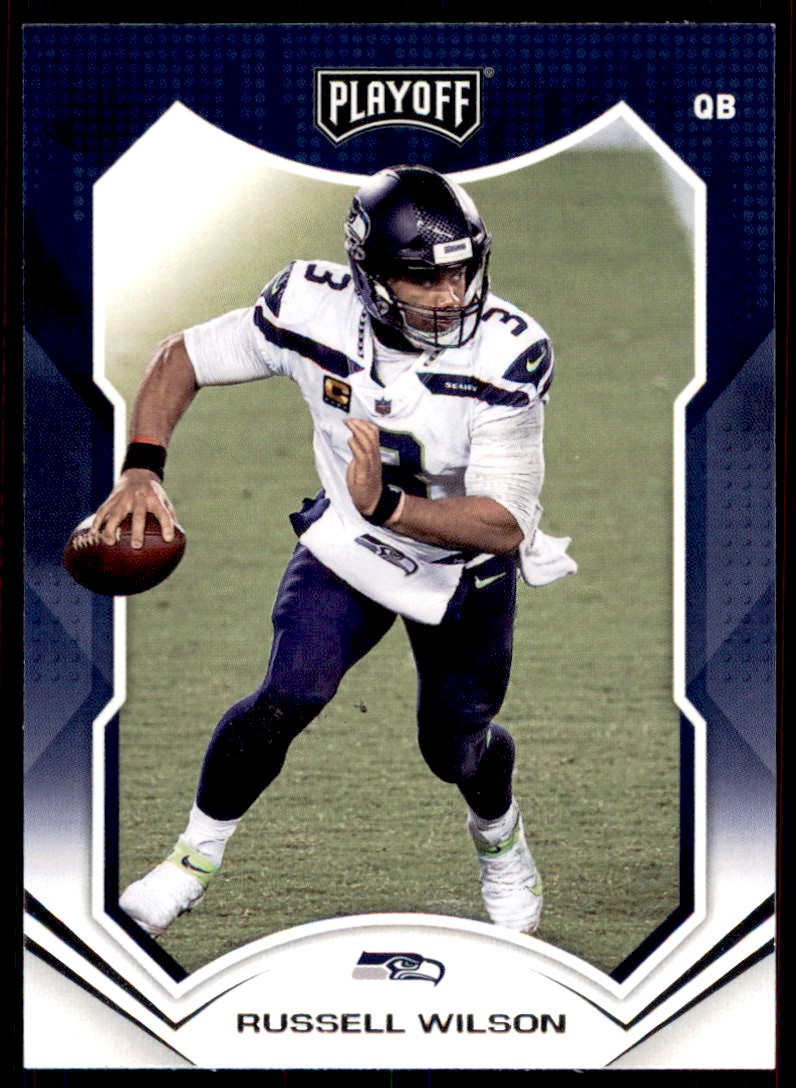 NFLスター選手・激レア❕10枚限定❕russell wilson 直書きサイン Russell Wilson 2021 Panini Playoff Card #195 Seattle
