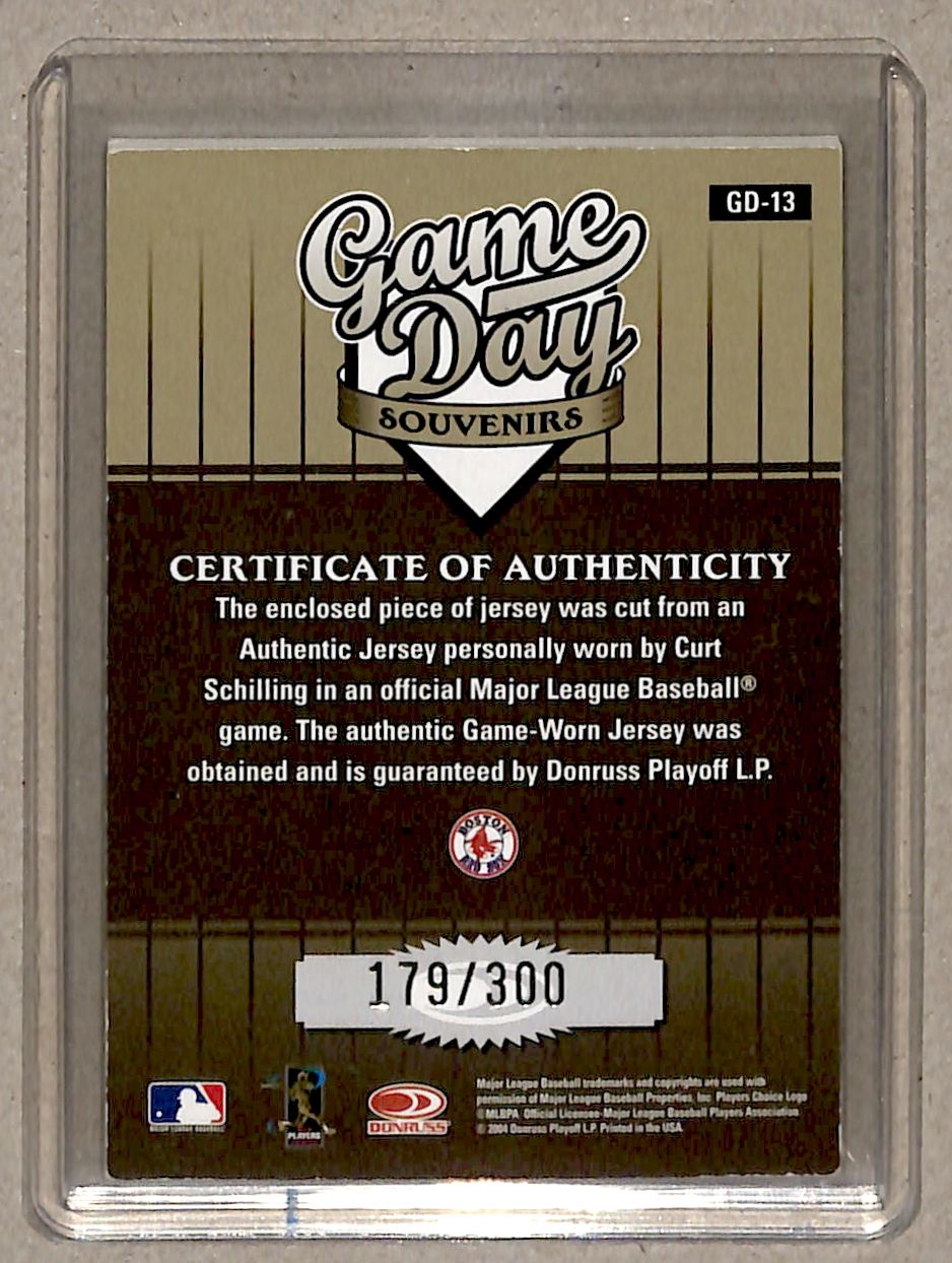 2004 Donruss Studio Game Day Souvenirs Curt Schilling 179/300 #GD