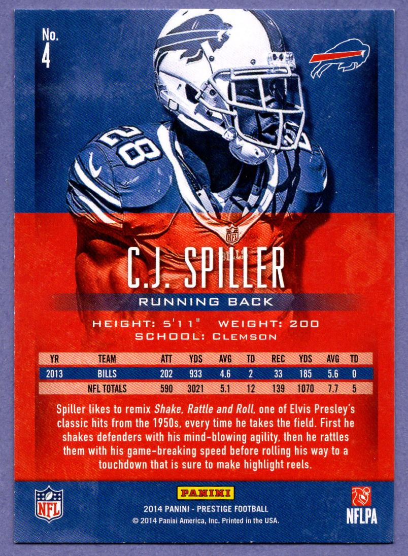 2014 Prestige C.J. Spiller #4 card back image
