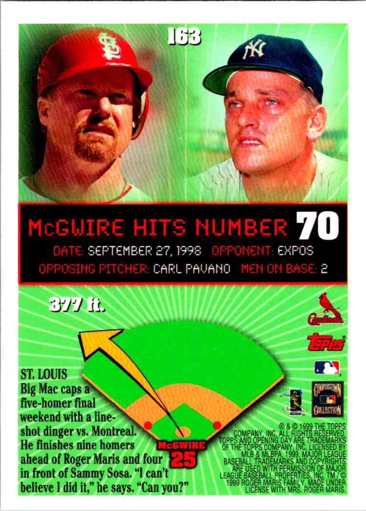 1999 Topps Hp Record Mark McGwire St. Louis Cardinals #163 | eBay