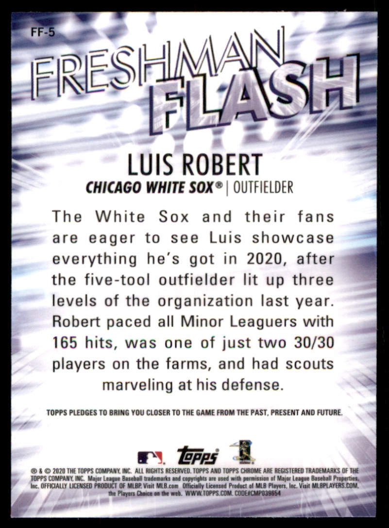 2020 Topps Chrome Freshman Flash Luis Robert #FF-5 card back image