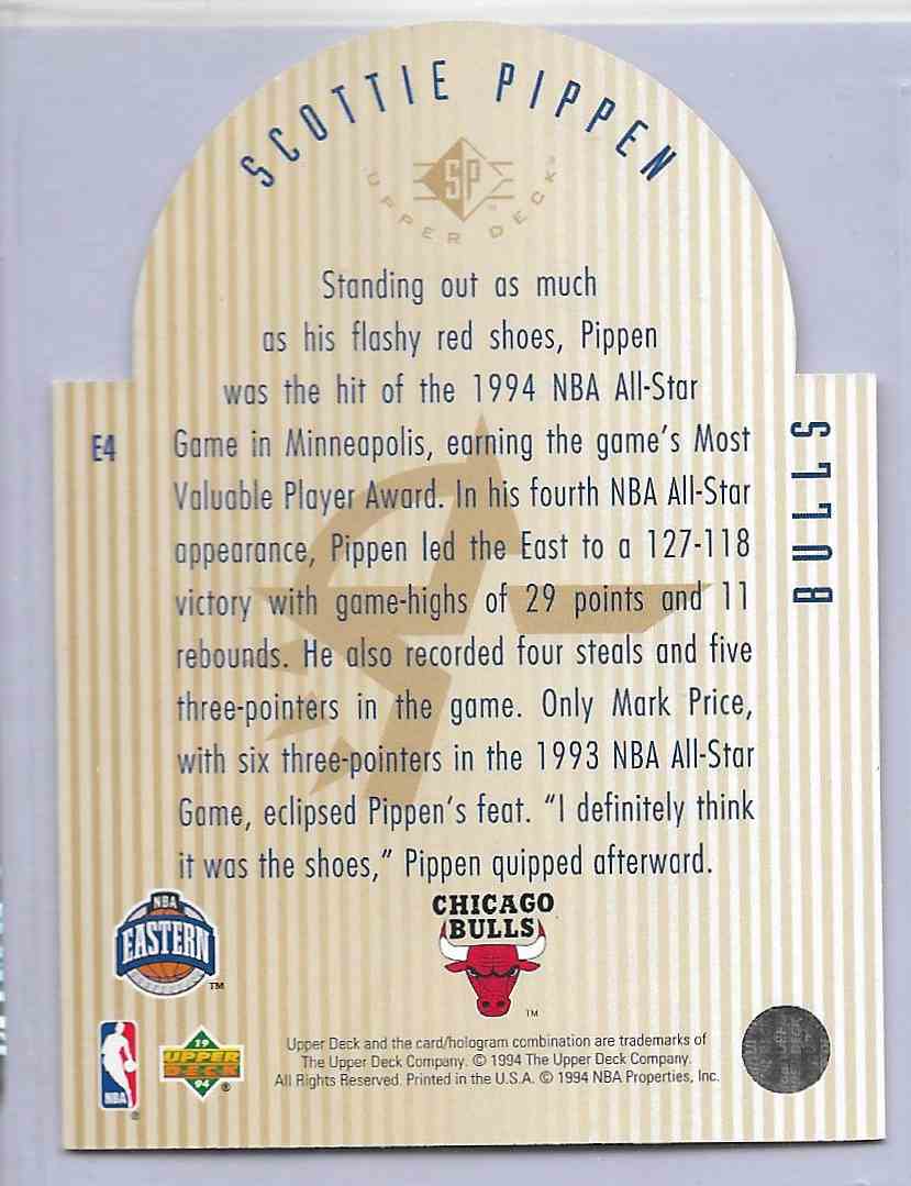 1994-95 Upper Beck Se All Star Die Cuts Scottie Pippen #E4 card back image