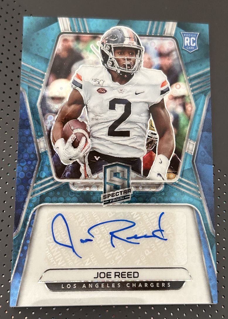 2020 Panini Spectra Rookie Autographs Auto Neon Blue Joe Reed #11 card front image