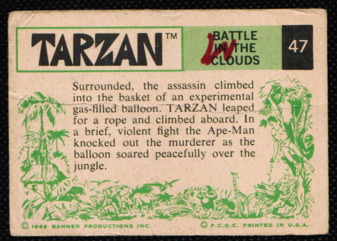 1966 Philadelphia Gum Tarzan #47 card back image