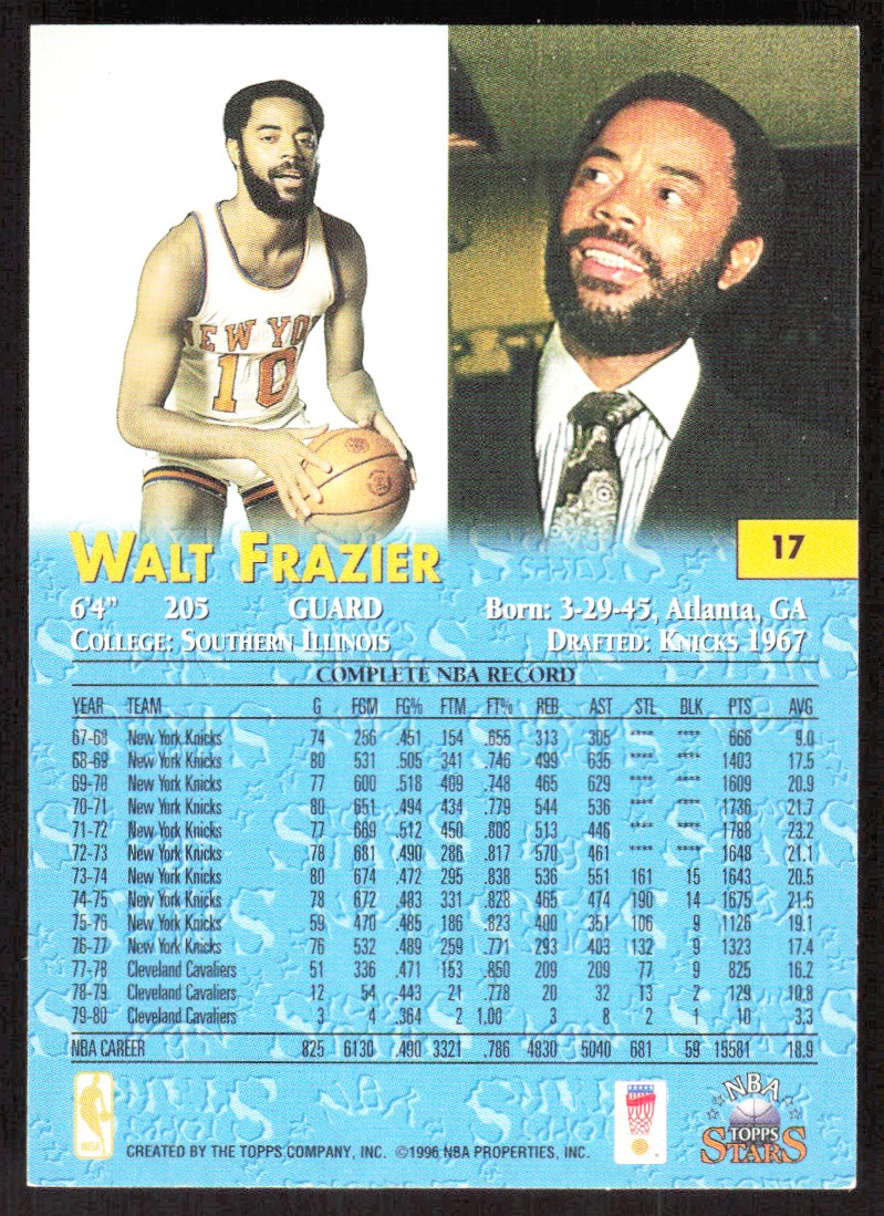 1996-97 3918E NBA TOPPS STARS WALT FRAZIER New York Knicks #17 | eBay