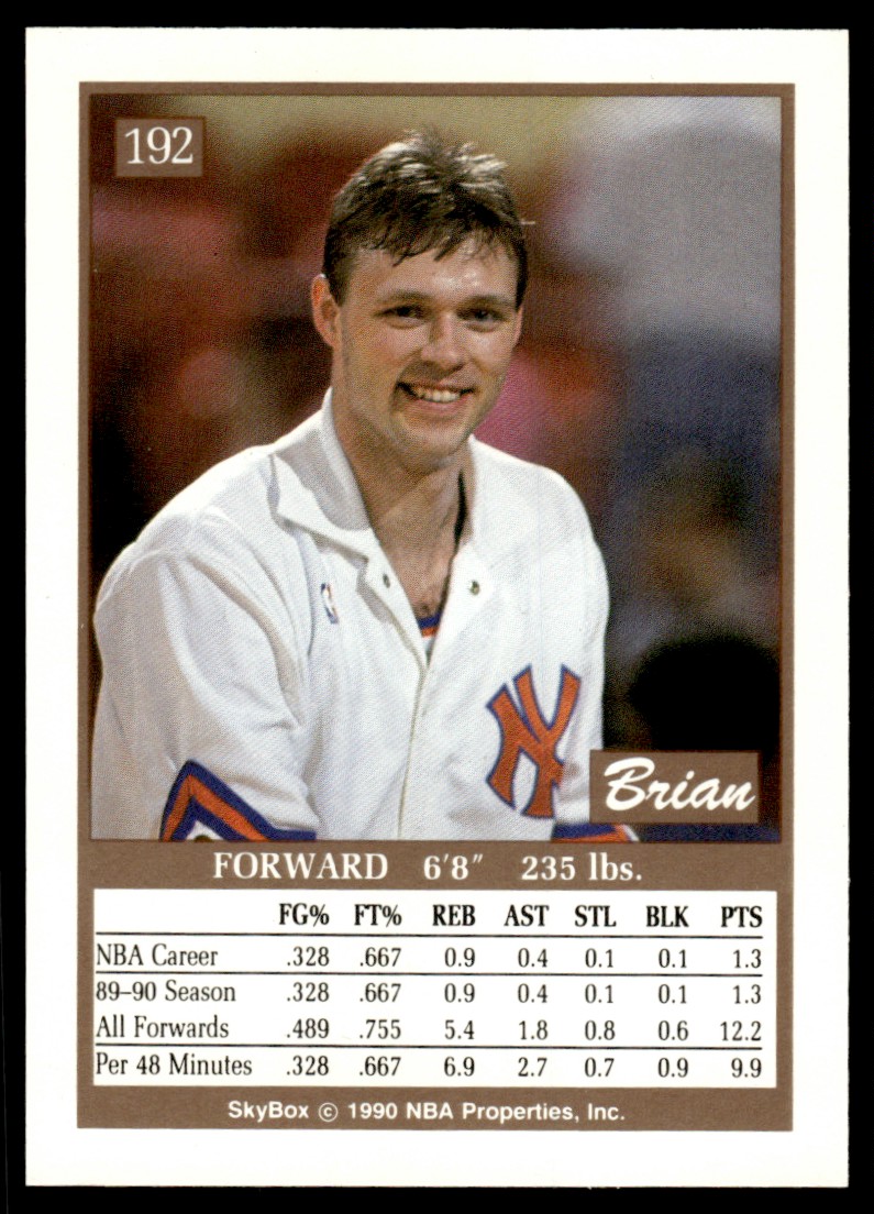 1990-91 SkyBox Brian Quinnett #192 card back image