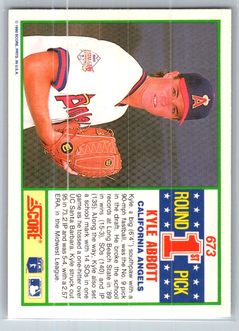1990 Score Kyle Abbott #673 card back image