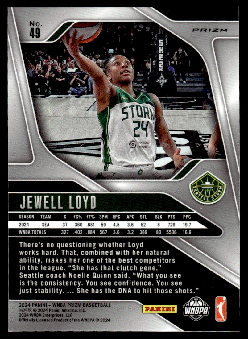 2024-25 Panini Prizm WNBA Silver Jewell Loyd #49 card back image
