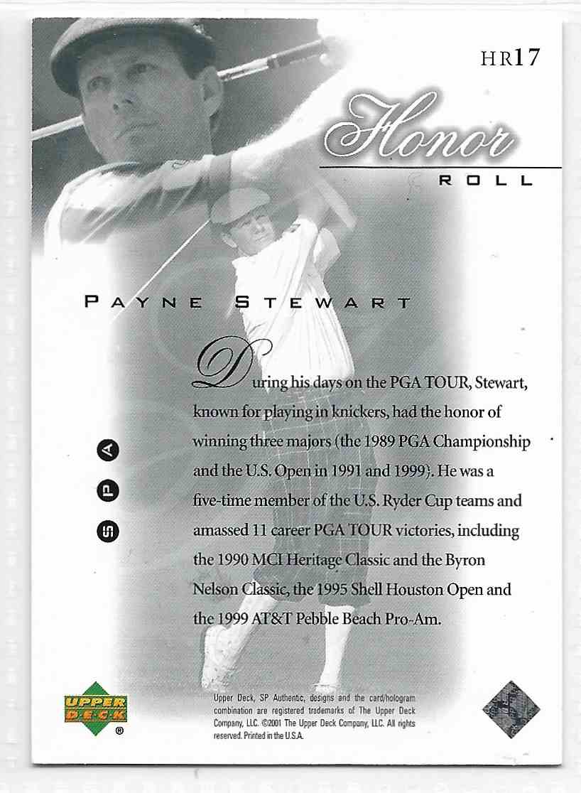 2001-02 U.D SP Authentic Payne Stewart #HR17 card back image