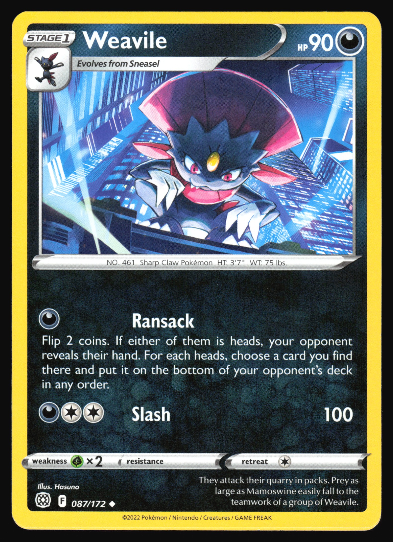 2022 Pokemon TCG Weavile 087/172 Brilliant Stars Uncommon | eBay