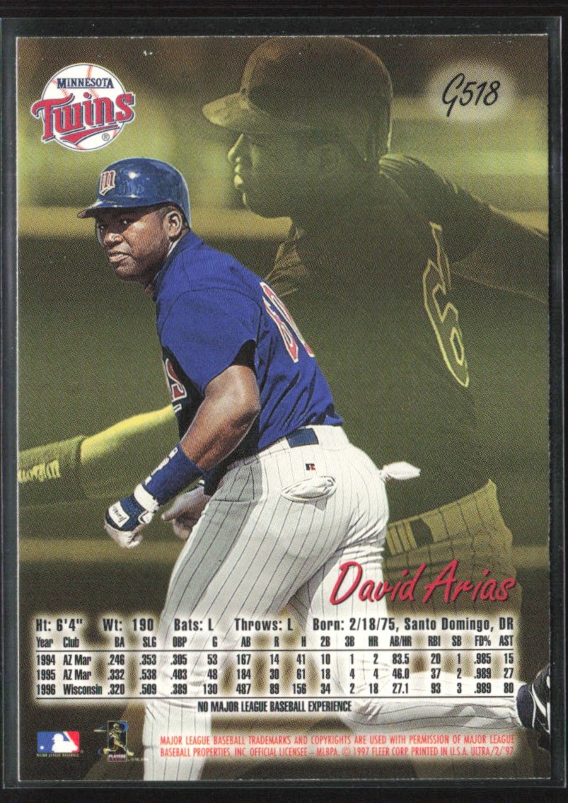 David Arias Ortiz 1997 Fleer Ultra Gold Medallion RC #G518