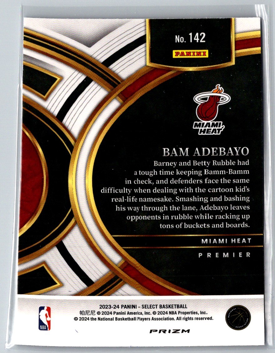 2024-25 PANINI SELECT PREMIER PRIZM BAM ADEBAYO MIAMI HEAT #142 | eBay