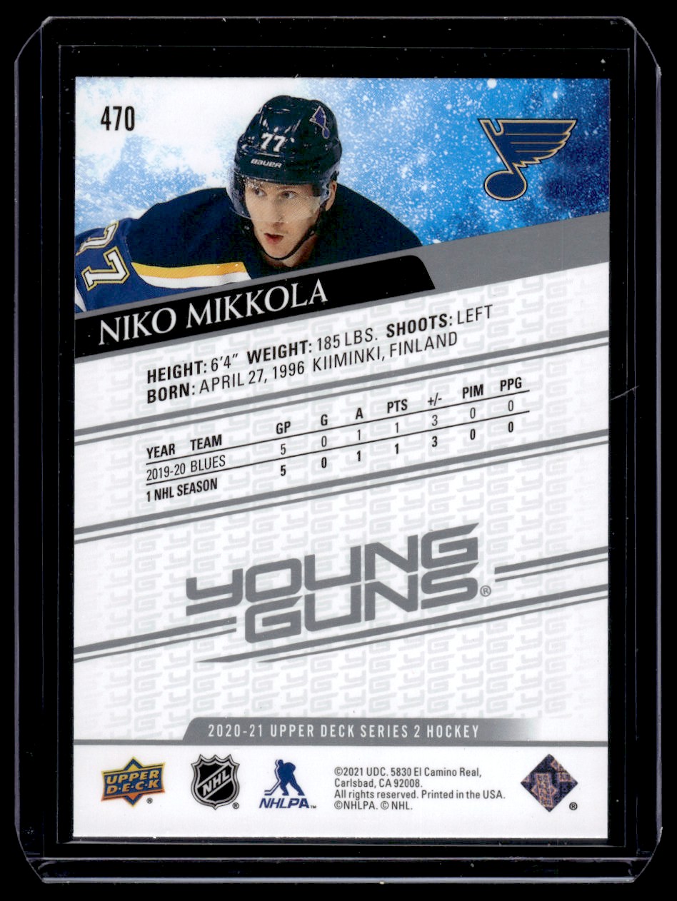 2020-21 Upper Deck Niko Mikkola #470 card back image