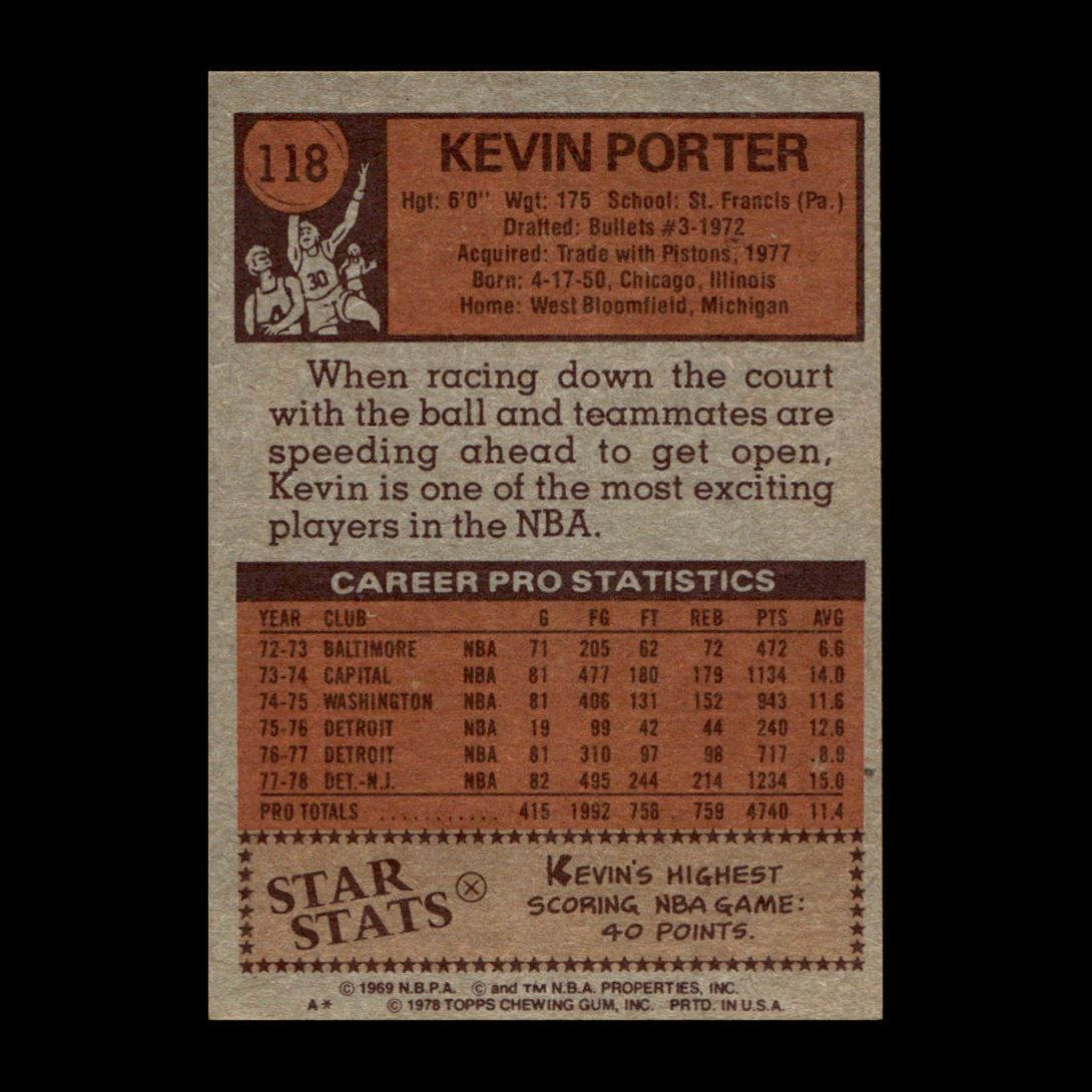 Kevin Porter 1978-79 Topps New Jersey Nets #118 Nice Vintage! 2 | eBay