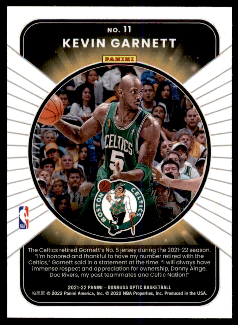 Kevin Garnett 2021-22 Donruss Optic WInner Stays Insert Card #11