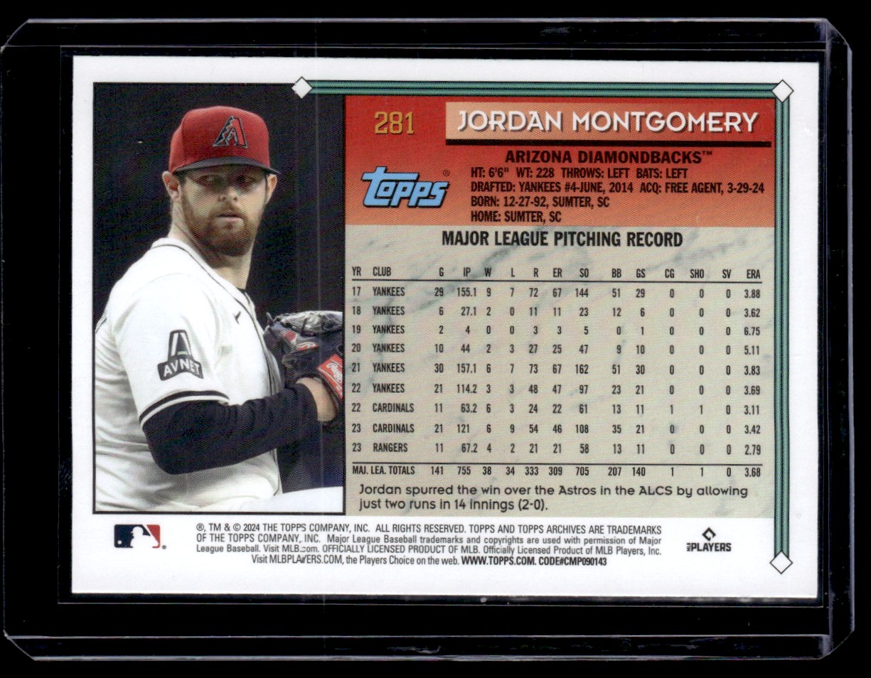 2024 Topps Archives Jordan Montgomery #281 card back image