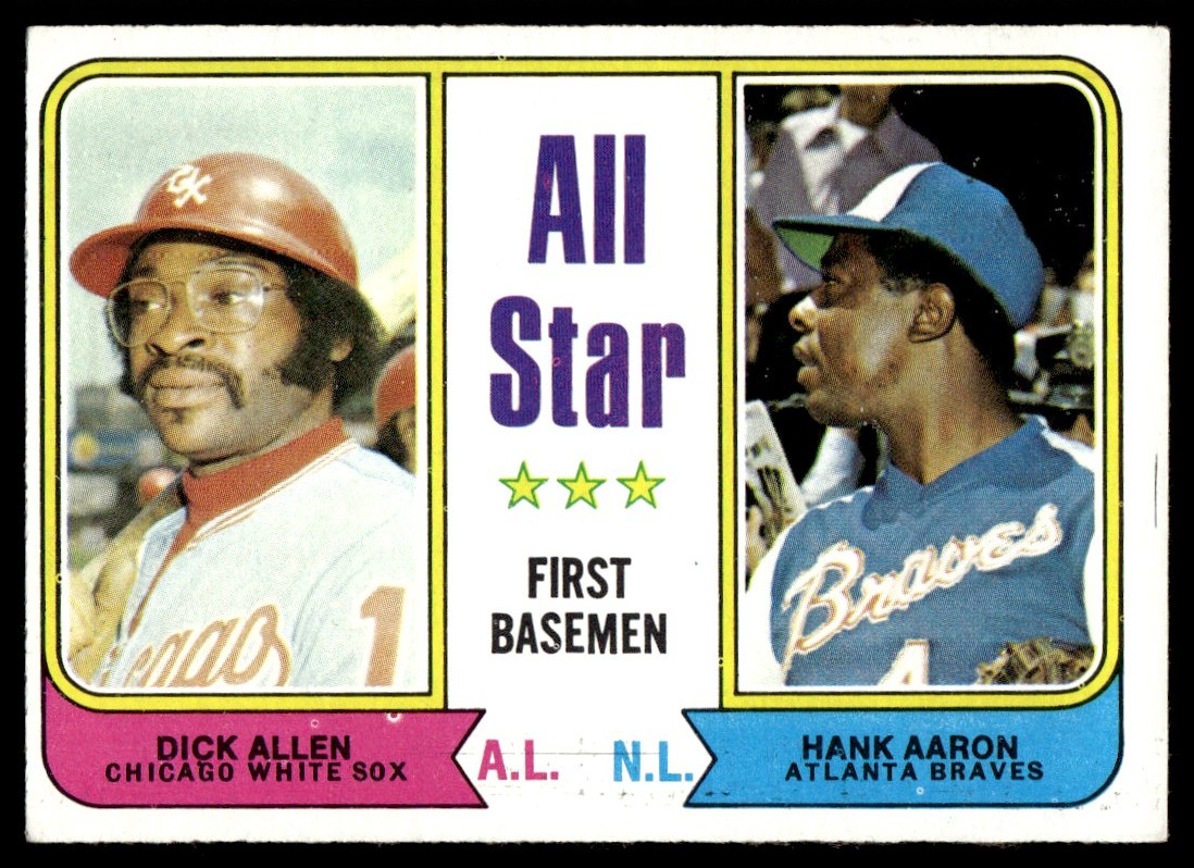 AAA 1st ATTACK 初代 青 タオル 與真司郎 レア 1974 Topps All-Star First Basemen - Dick Allen/Hank Aaron Chicago