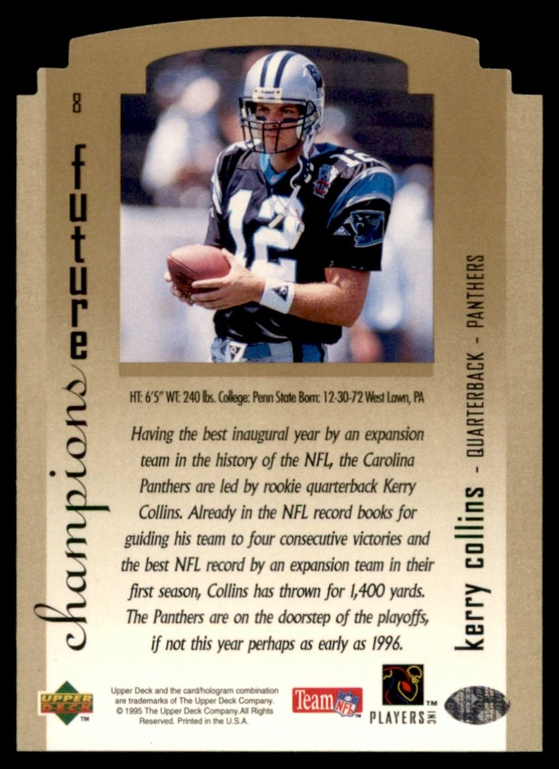 1995 SP Championship Die Cuts Kerry Collins #8 card back image