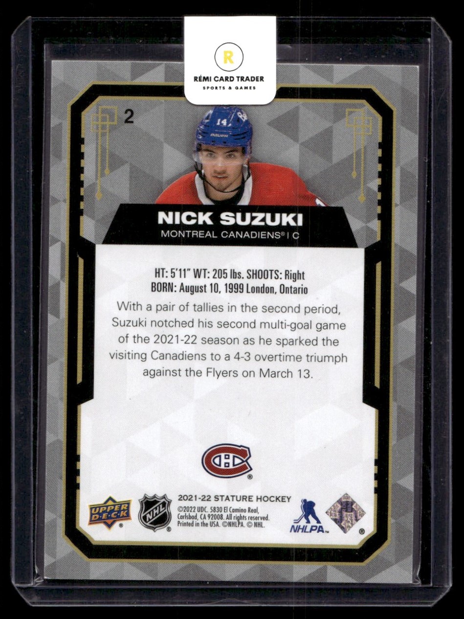 2021-22 Upper Deck Stature Portrait Red Nick Suzuki #2 card back image