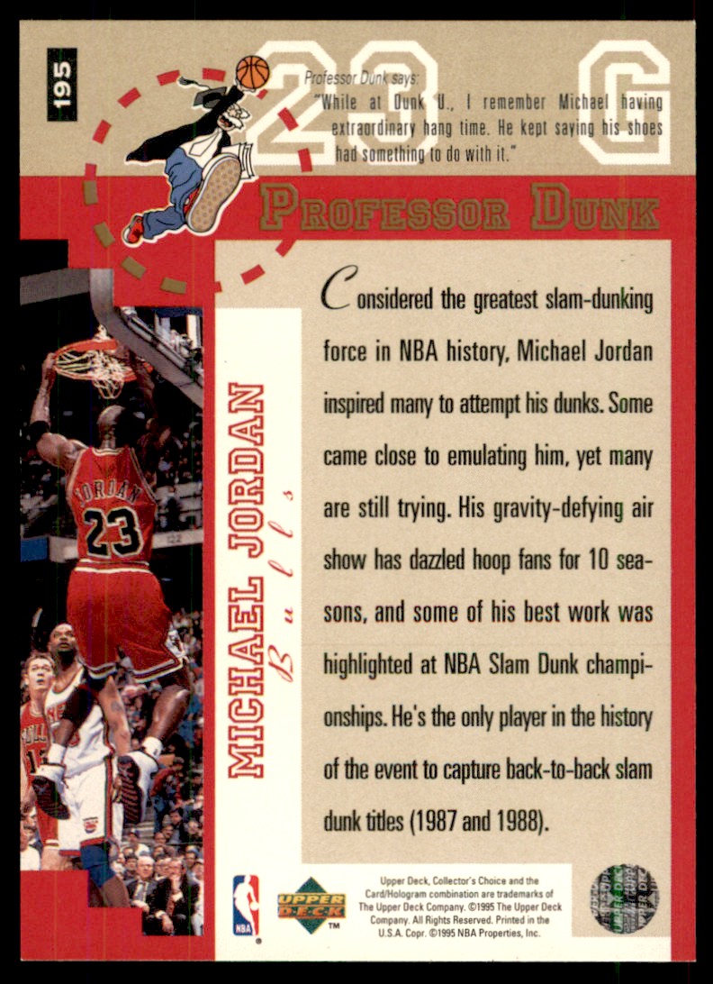 1995-96 Collector's Choice Professor Dunk Michael Jordan * Bulls