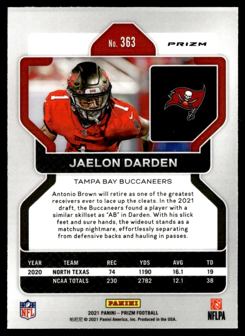 2021 Panini Prizm Green Jaelon Darden #363 card back image