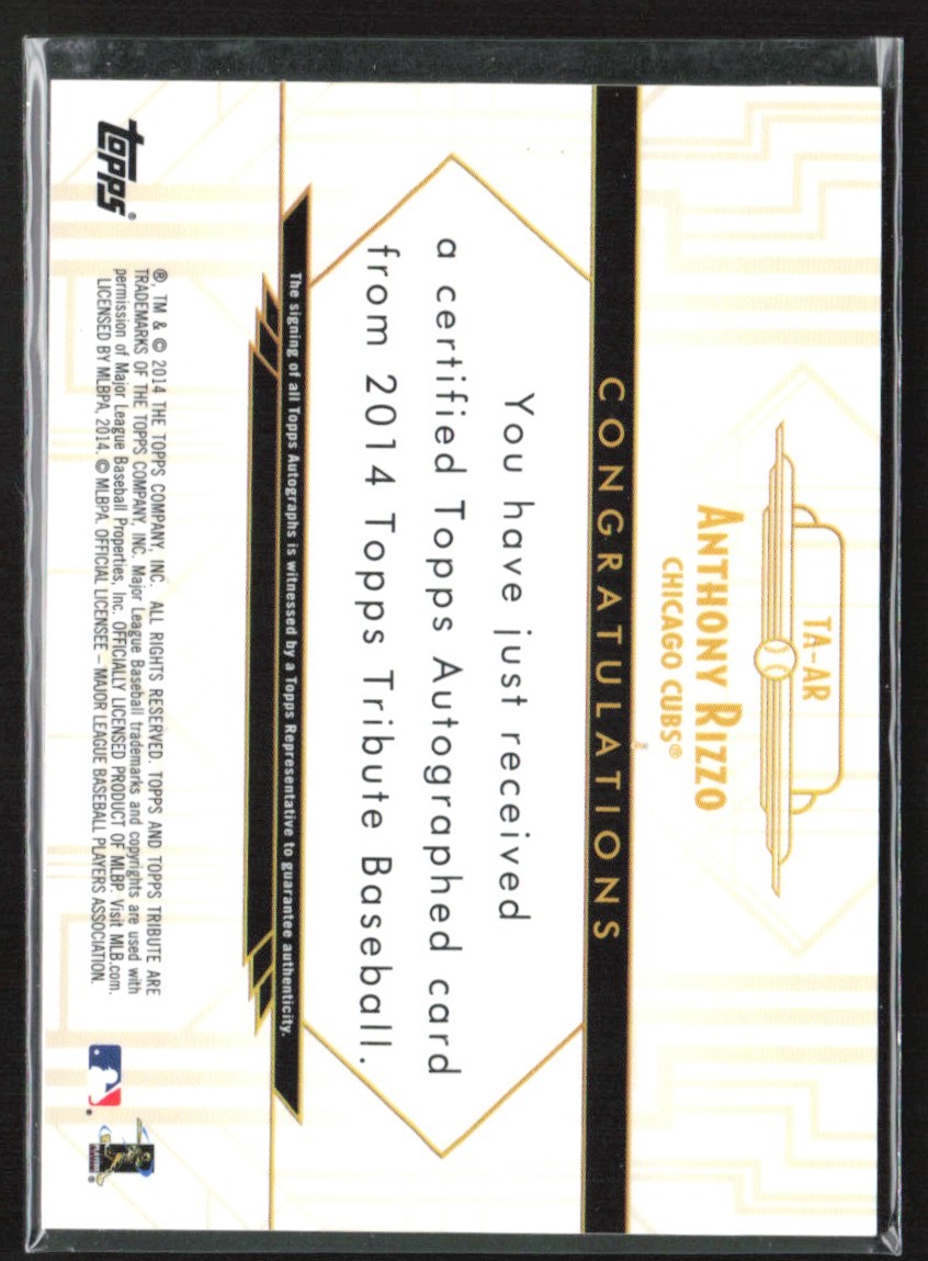 Anthony Rizzo 2014 Topps Tribute Autographs Orange Auto /40 #TA-AR Chicago Cubs - Foto 2 di 2