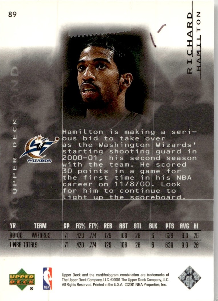 2000-01 Upper Deck Black Diamond Richard Hamilton Washington