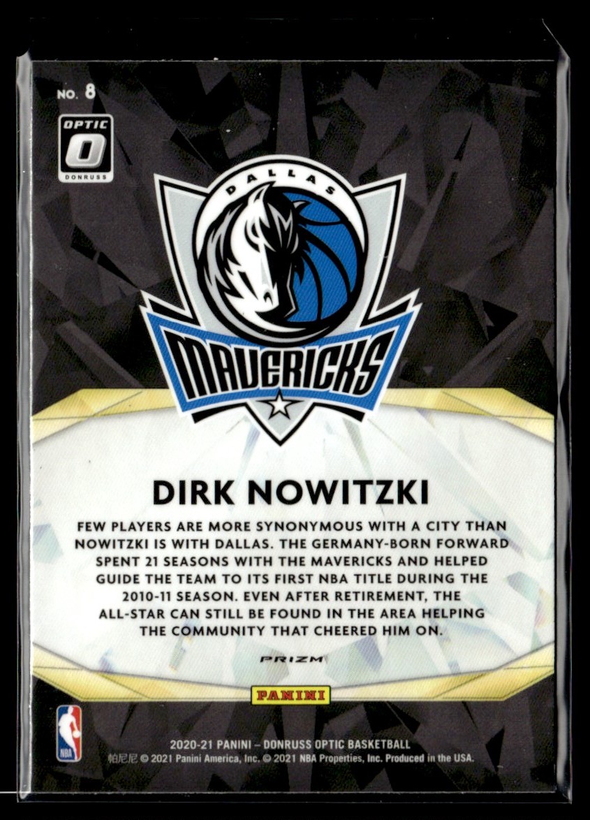 2020-21 Donruss Optic Winner Stays Holo Dirk Nowitzki #8 card back image