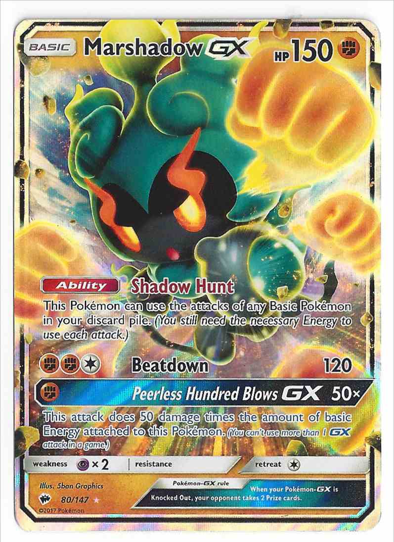 2017 Pokemon Sun Amp Moon Burning Shadows Marshadow Gx 80 147