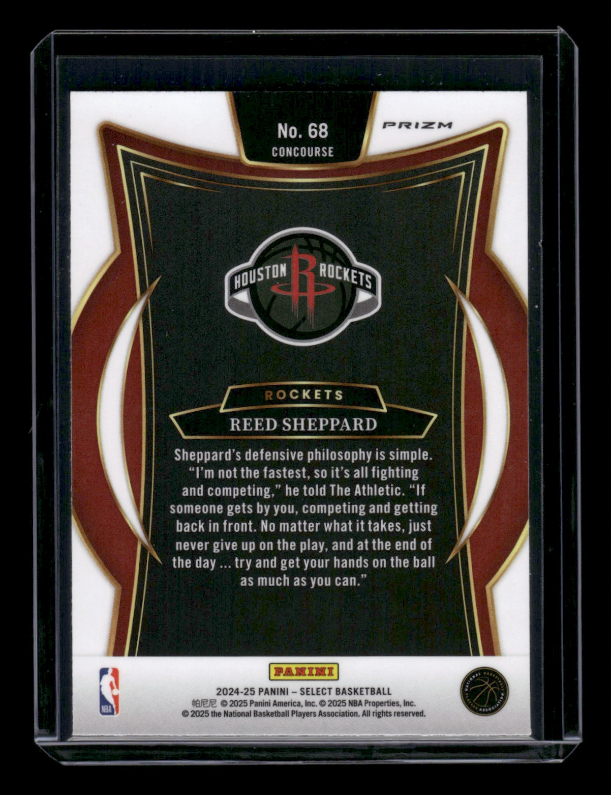 2024-25 Panini Select Concourse Green Stars Reed Sheppard #68 card back image