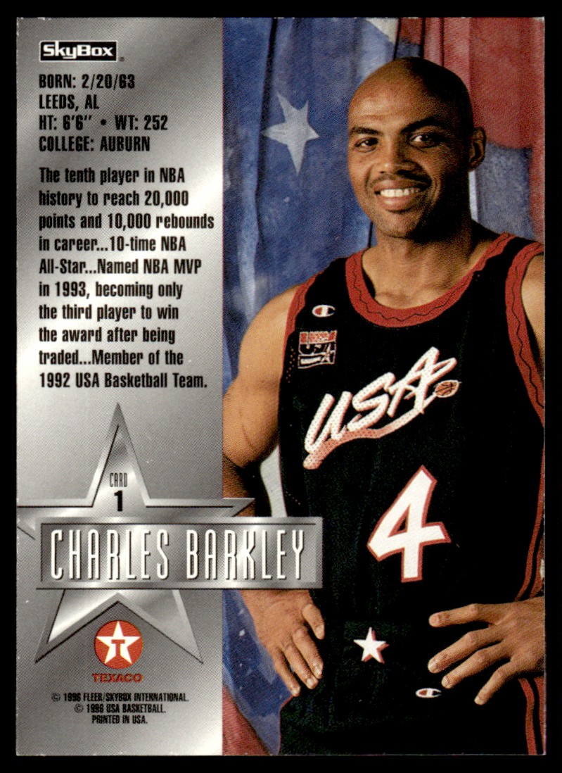 1996-97 Skybox Texaco Charles Barkley #1 card back image