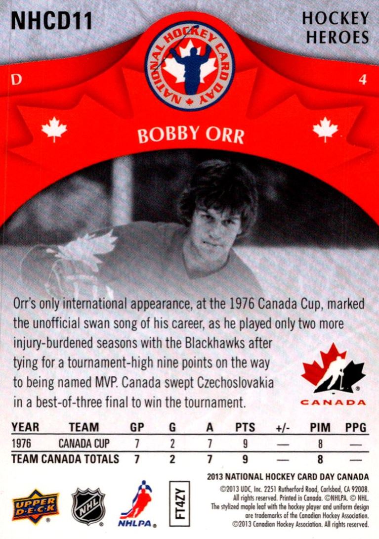 2012-13 Upper Deck Bobby Orr #4 card back image