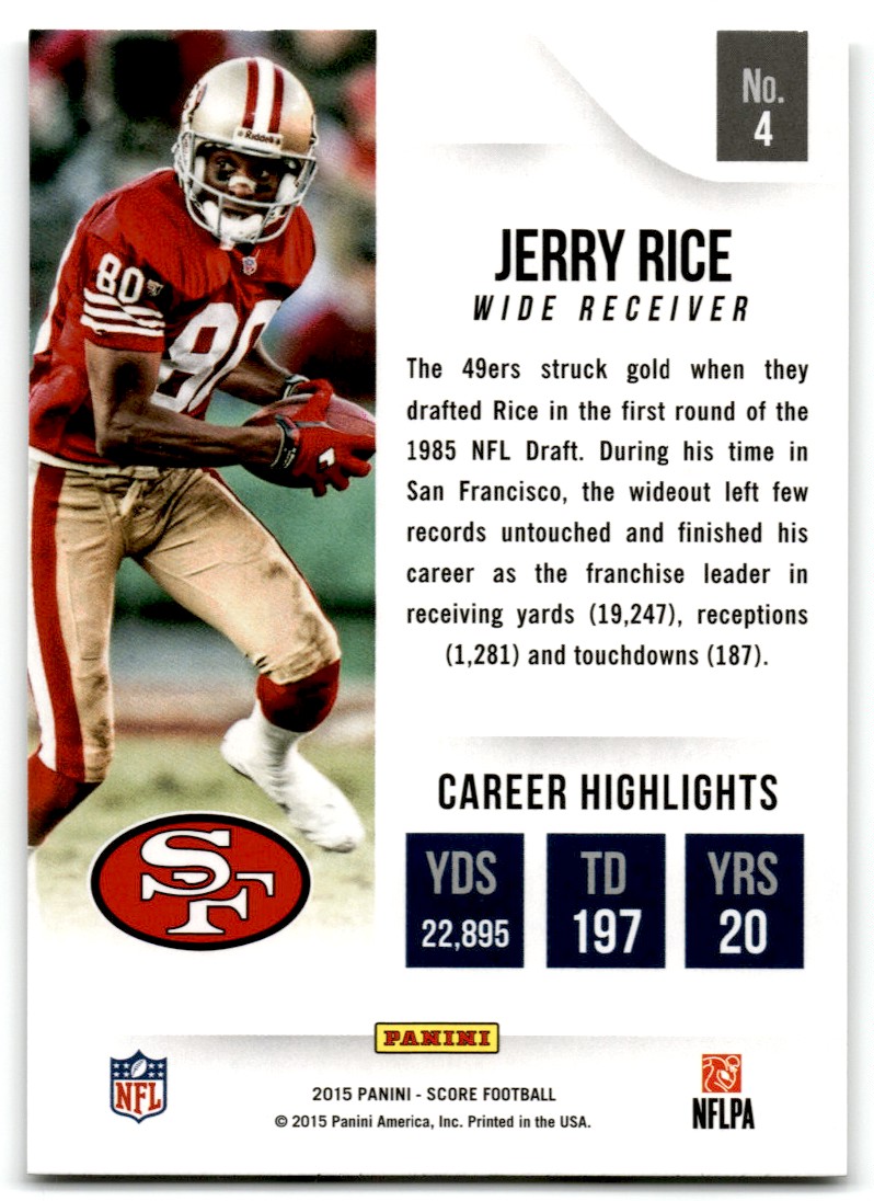 2015 Score All-Time Franchise Jerry Rice #4 on Kronozio