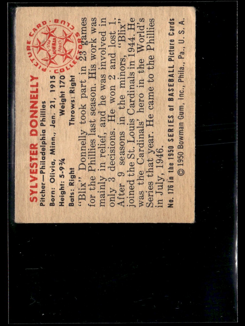 1950 Bowman Stlvester Donnelly VG/EX Set Break #176 | eBay