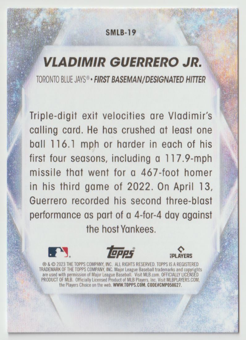 2023 Topps Stars of MLB Vladimir Guerrero Jr. #SMLB-19 card back image