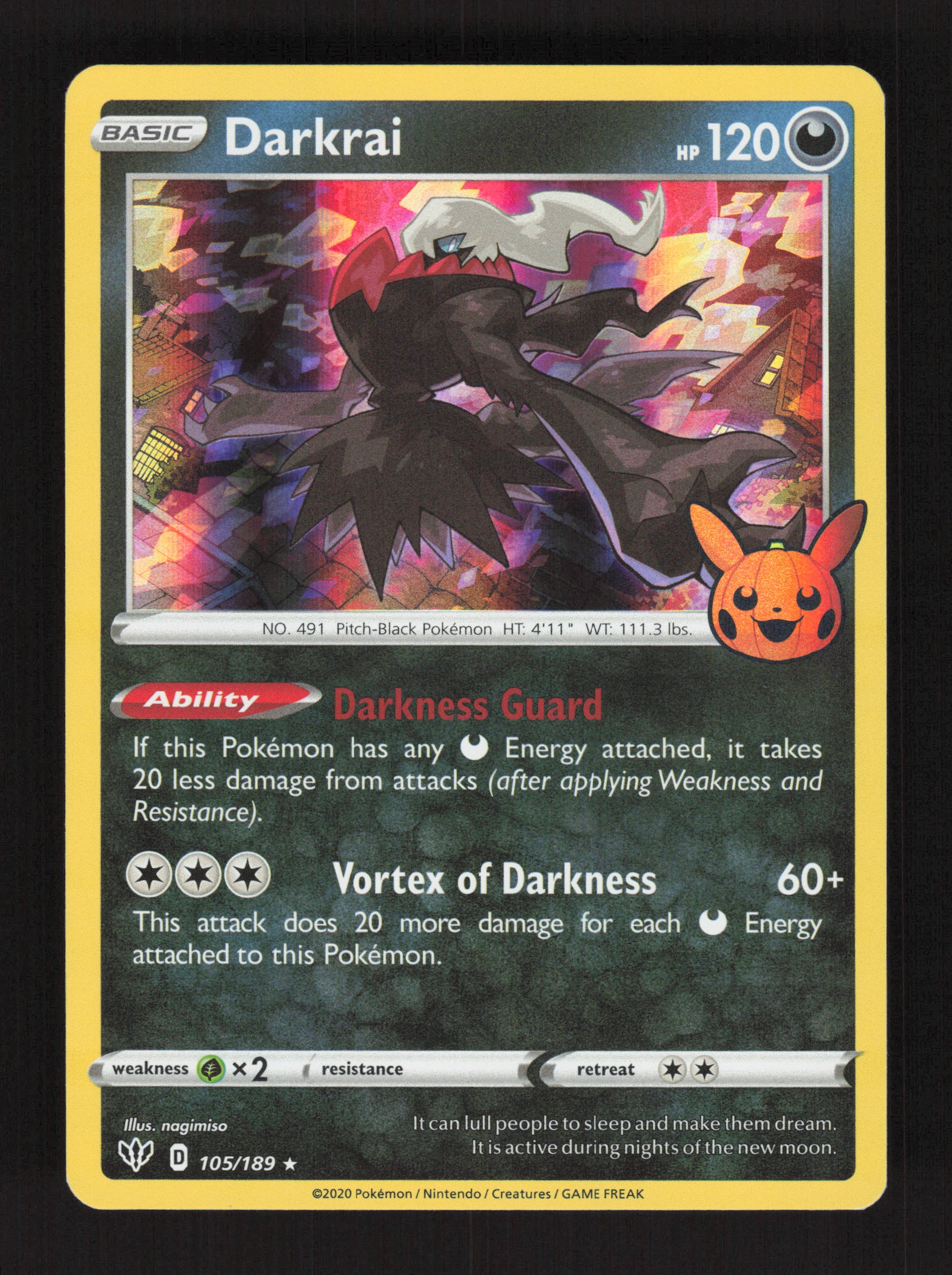 2020 Pokemon Darkrai 105/189 Darkness Ablaze Holo Rare | eBay
